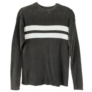 Aeropostale Y2K Brown & Cream Striped Ribbed Knit Long Sleeve Sweater Size Small